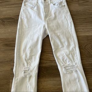 White Denim Bootcut High Waisted Slit Jeans